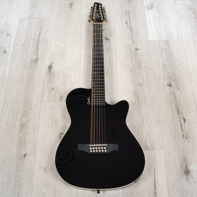 Godin 048588 A12 Black HG 12-String Guitar, Solid Cedar Top, Gloss Black Finish