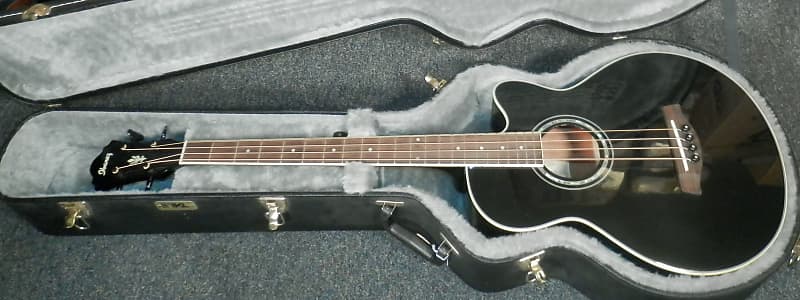 Ibanez AEB10BE-BK-14-02 Black Acoustic Electric Bass with case used image 1