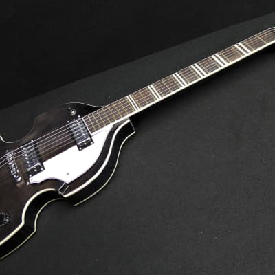 Hofner HI-459-PE TBK Beatle 6 String Electric Guitar Transparent Black Violin Body Shape image 4