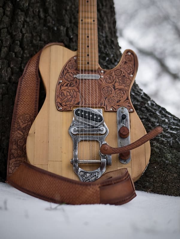 Gepetto B16, Tooled Leather Pickguard and Strap image 1