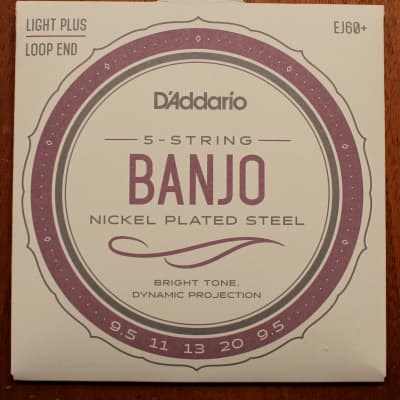 D'Addario EJ60+ Light Plus 5 String Banjo Nickel Plated Steel Strings image 1