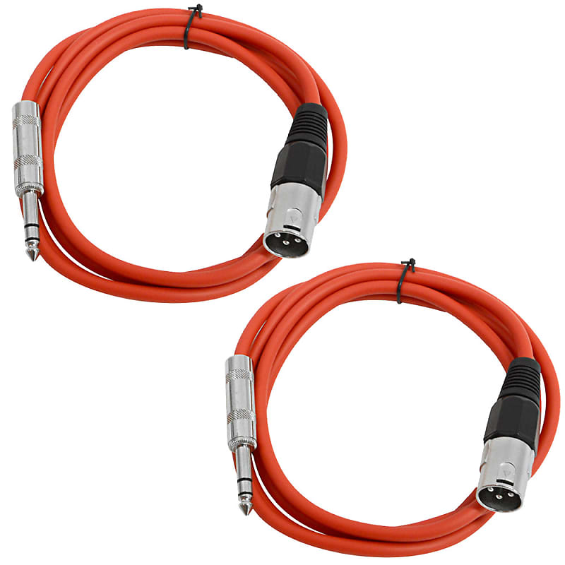 2 Pack of 1/4 Inch to XLR Male Patch Cables 6 Foot Extension Cords Jumper - Red and Red image 1