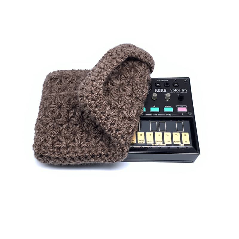 Jasmine stitch crochet dust cover for Korg Volca series modules - Taupe image 1
