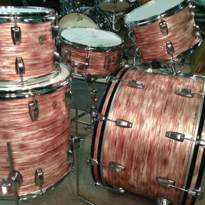 Bun E. Carlos’s Ludwig 2012 Pink Oyster Legacy 24,16,13,12,14×6.5 Matching Snare, Ultra Rare! image 4