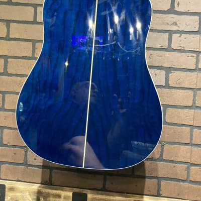 Dean AXS Dreadnought Quilt Ash Acoustic Guitar - Translucent Blue image 5