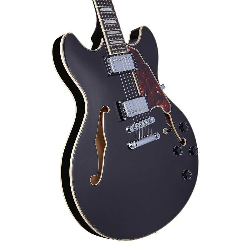 D'Angelico Premier DC Semi-Hollow Electric Guitar w/Stopbar Tailpiece Black Flake w/Gig Bag, New, Free Shipping image 1