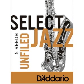 Rico RRS05TSX2S Select Jazz Tenor Saxophone Reeds, Unfiled - Strength 2 Soft 5-pack