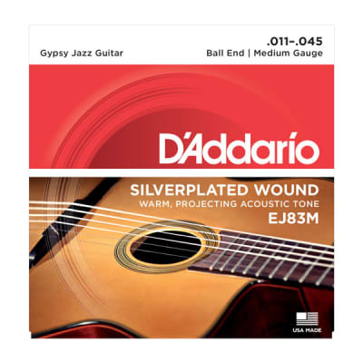 D'Addario Gypsy Jazz Acoustic Guitar Strings Set Ball End, Silver Wound Medium Gauge 11-45 image 1