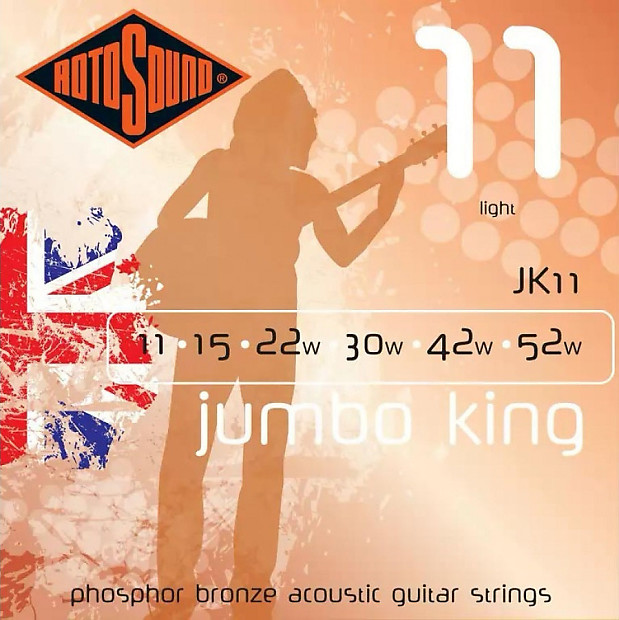 Rotosound JK11 Jumbo King Phosphor Bronze Acoustic Guitar Strings - LIght (11-52) image 1