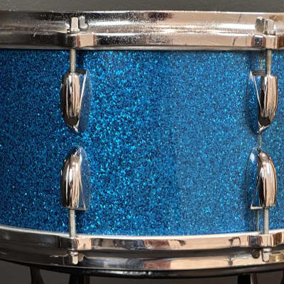 Gretsch Round Badge Blue Sparkle snare drum trio 4x14, 5.5x14, 6.5x14 image 18