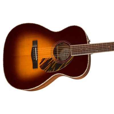 Fender PO-220E Paramount Electro-Acoustic Guitar, 3-Tone Vintage Sunburst image 6