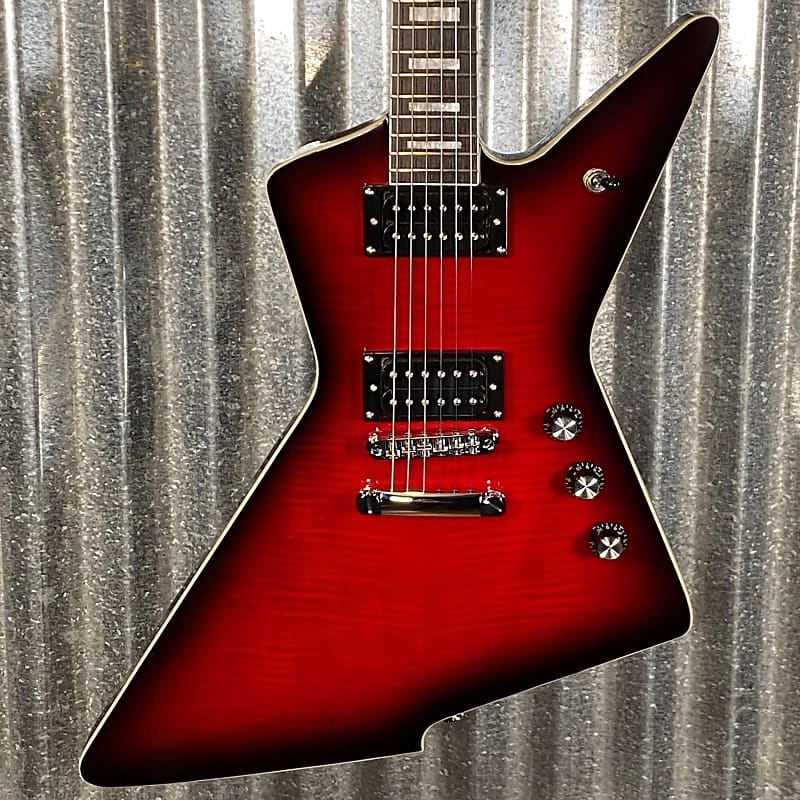 Westcreek Revenge Explorer Flame Transparent Red Burst Guitar | Reverb