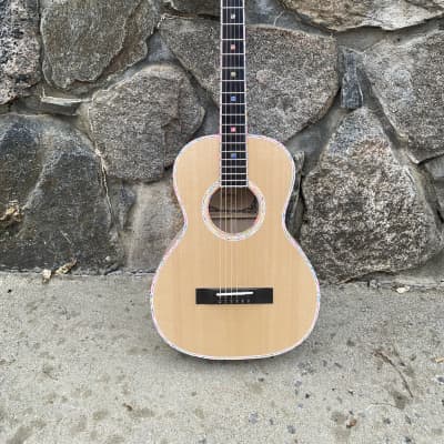Goodman handmade Stella style Parlor guitar with Confetti binding for sale