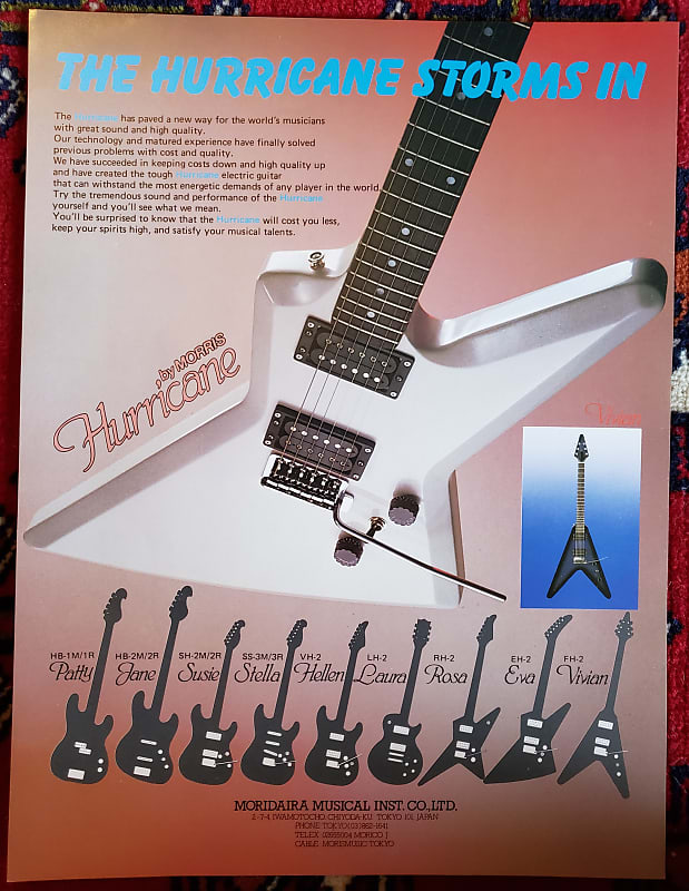 Morris Hurricane Guitar Ad 1980's Japan | Reverb