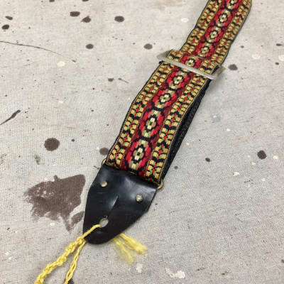 Vintage Ace Style Guitar Strap Woven Red, Yellow, and Black Circa 1960's 1970's image 5