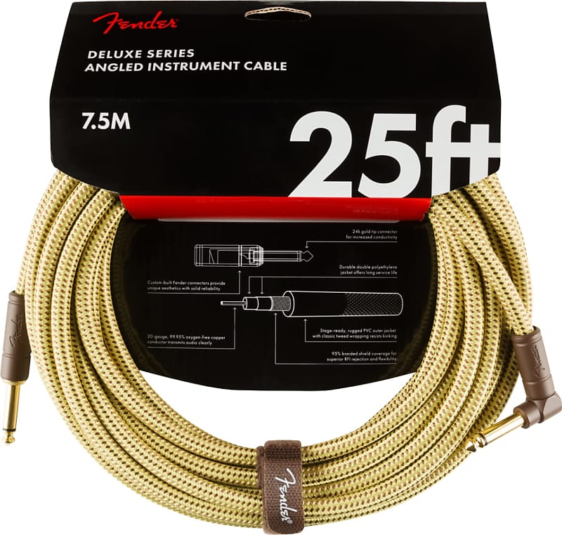 Fender® 25' Deluxe Series Yellow Tweed Instrument Cable #0990820078 - 25FT. image 1
