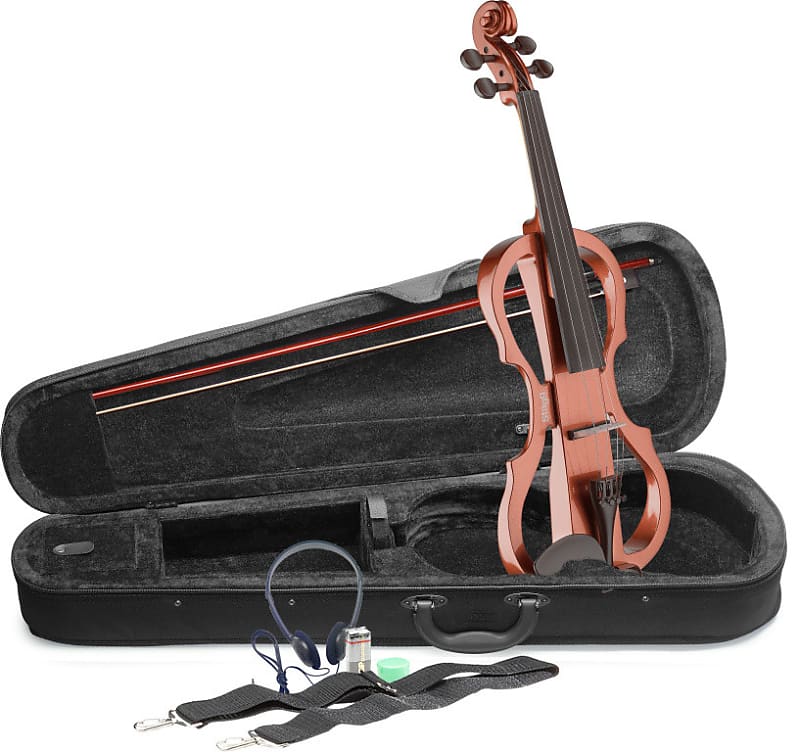 STAGG 4/4 Electric Violin Set With Violinburst Colour, Soft Case And Headphones image 1