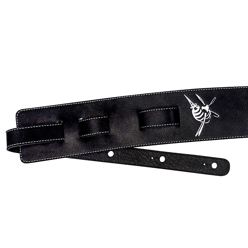 Black/Red Leather Guitar Strap  Handcrafted in Montreal, Canada - Stinger  Straps