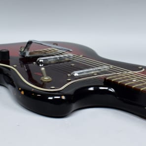 1960's Silvertone 1452 Danelectro Redburst Lipstick Pickup Electric Guitar image 5