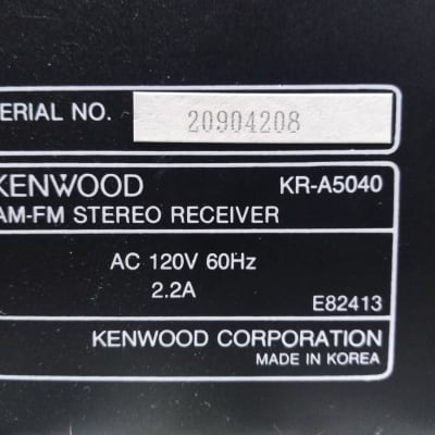 Kenwood KR-A5040 AM/FM Receiver SN#20904208 Black image 3