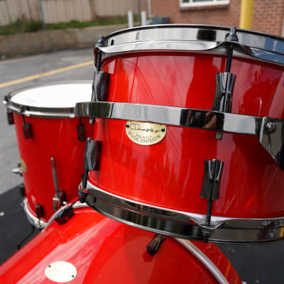 Noble & Cooley/USA /CD-Maple Series 3pc Shell Pack - Transparent Red High Gloss w/ Black Hardware | 12'', 14'', 20" image 6
