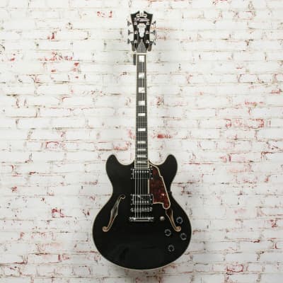 D'Angelico Premier DC Semi-Hollow Electric Guitar Black Flake image 2
