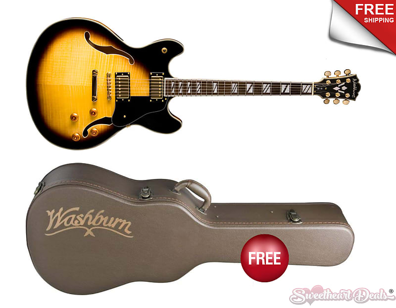 Washburn Hollow Body HB35TSK Electric Guitar with Free Case Reverb
