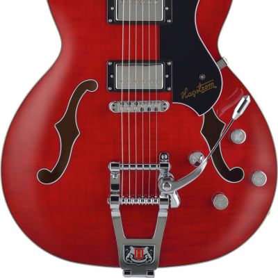 Hagstrom Tremar Viking Deluxe Semi-Hollow Electric Guitar, Resinator Fingerboard, Transparent Wild Cherry image 2