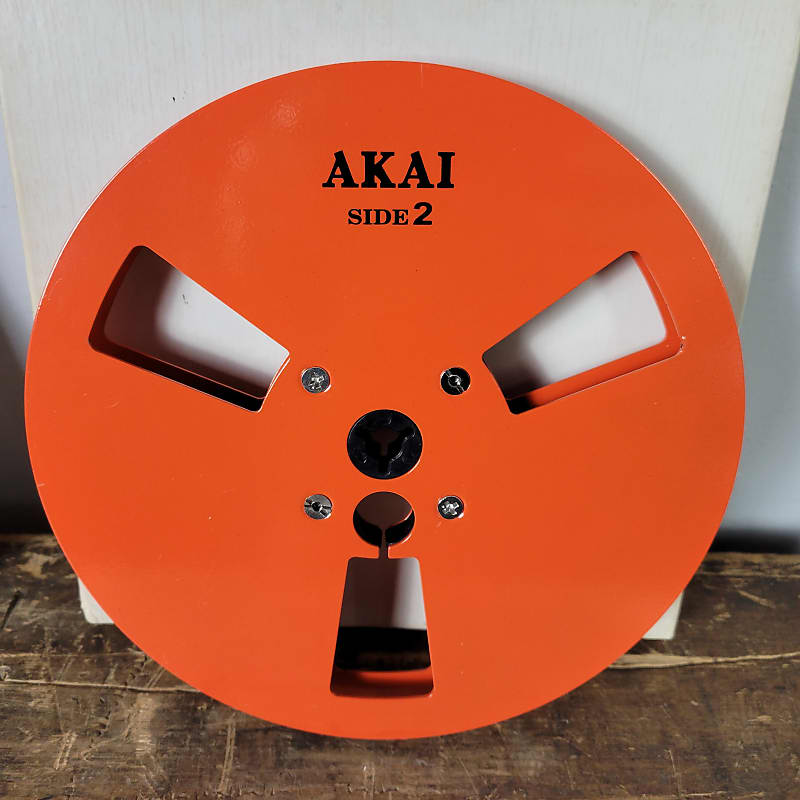 Pair of Akai 7 Metal Tape Reels - Orange