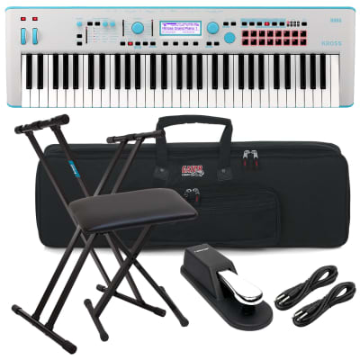 Korg KROSS 2 61-Key Synthesizer Workstation (Gray-Blue), Keyboard Stand, Bench, (2) 1/4 Cables, Sustain Pedal Bundle image 4
