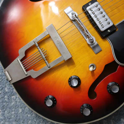 Vintage 1960s Kappa Continental Hollow Body Guitar Sunburst Finish Original No Case 335 Style Original Bigsby Bridge image 6
