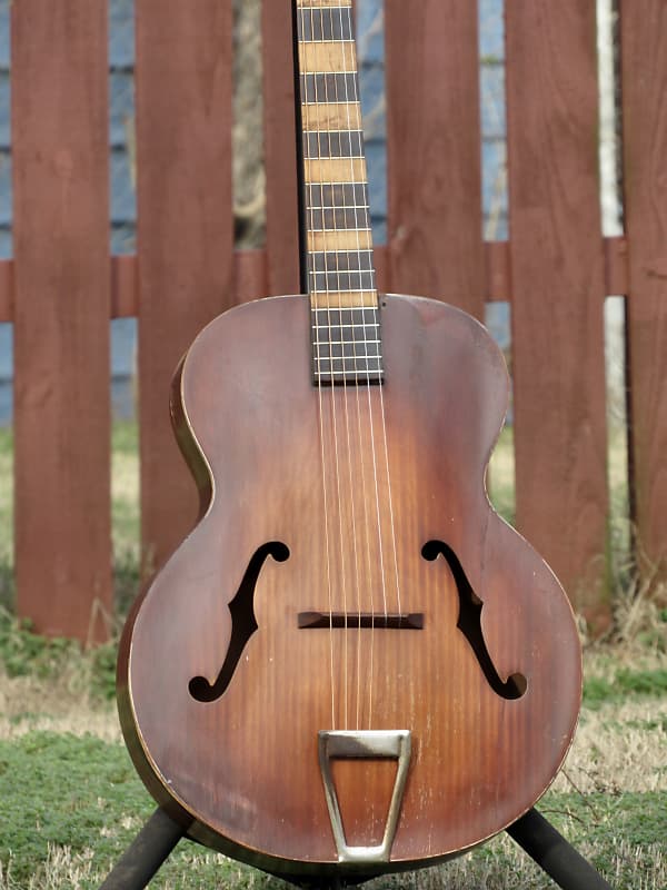 Blues Box 1938 Supertone by Harmony Archtop Acoustic Vintage War Era Guitar USA Silvertone Kay
