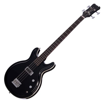 Eastwood Side Jack Series Custom Shop Bound Tone Body Black Widow 4-String Electric Bass Guitar for sale