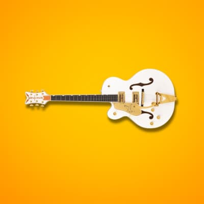 Gretsch G6136TG-LH Players Edition Falcon Hollow Body 6-String Electric Guitar - Left-Handed (White) Bundle with Gretsch G9500 Jim Dandy Acoustic Guitar (Frontier Stain) image 6