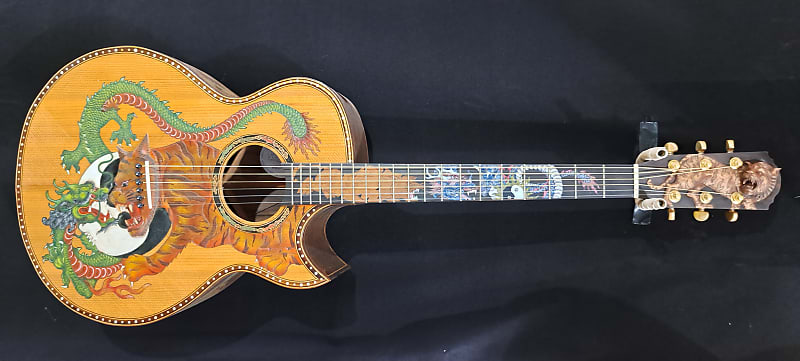 Blueberry NEW IN STOCK Handmade Acoustic Guitar TIgers and Dragons image 1