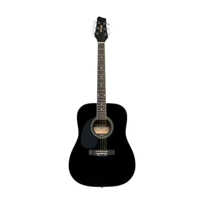 Stagg SA20DLHBK Black dreadnought acoustic guitar with basswood top, left-handed model image 5