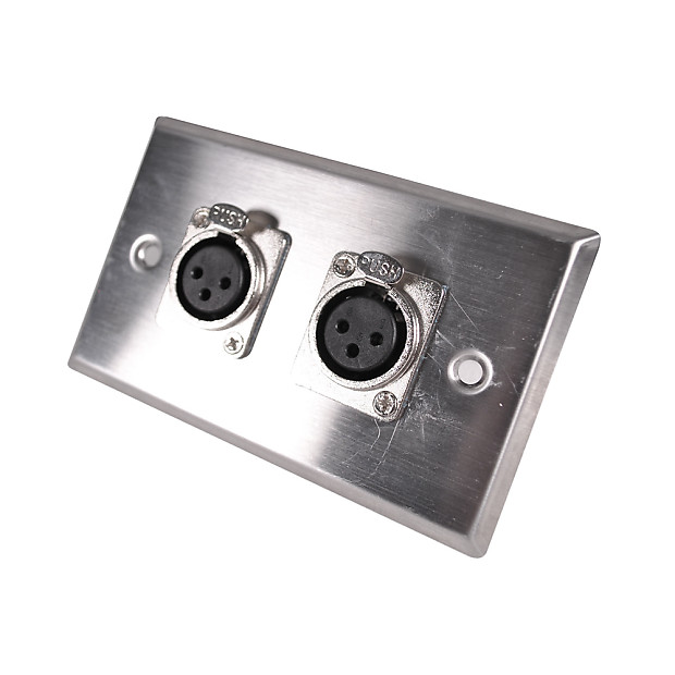 Seismic Audio SA-PLATE28 Stainless Steel Horizontal Wall Plate w/ Dual XLR Female Connectors image 1