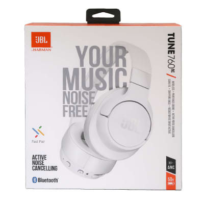 JBL Tune 760NC Noise-Canceling Wireless Over-Ear Headphones (White) + JBL Go 2 Wireless Waterproof Speaker Cyan image 4
