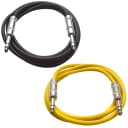 2 Pack of 1/4" TRS Patch Cables 3 Foot Extension Cords Jumper Black and Yellow