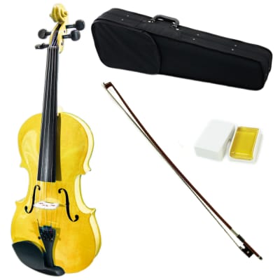 SKY 4/4 Full Size Solid Wood Gold Violin Beautiful Violin with Bow Brazilwood Bow Rosin image 4