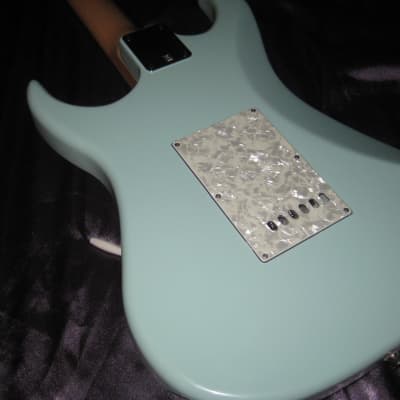 AXL Electric Guitar W/ EMG Pickups and Seafoam Surf Green Finish and Pearl Pickguard image 7