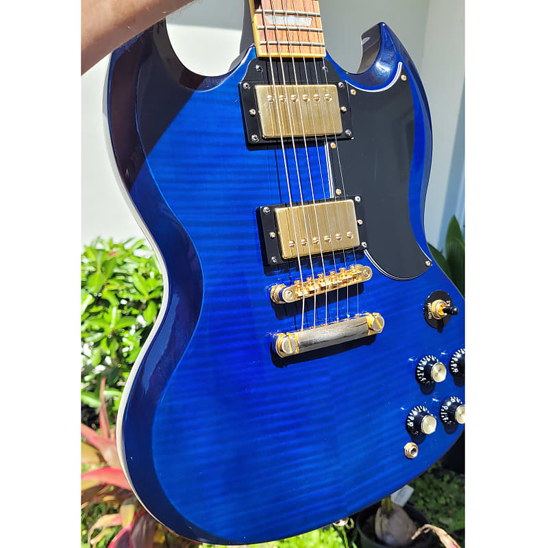 Epiphone SG Pro RARE COLOR TRANS BLUE FLAME! G-400 Pro Deluxe 2018