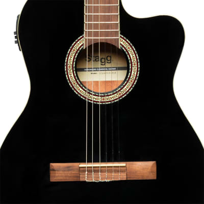 Stagg SCL60 TCE-BLK cutaway Acoustic-electric Classical Guitar w/ B-Band 4-band EQ, black image 4