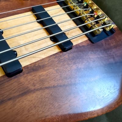 Carvin LB76. 6 String bass. 1990's Koa and Maple w/ Tongue Oil finish image 5