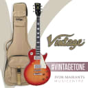 Vintage V100 Icon Electric Guitar  Distressed Cherry Sunburst - With Vintage Gig Bag