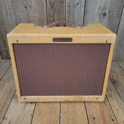 Fender Tweed Narrow Panel Deluxe Amp 5E3 with 5F6 tube chart 1958 - Tweed image 2