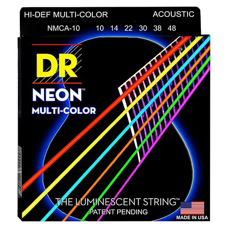 DR Strings Hi-Def NEON MultiColor Coated, 12-54 image 1