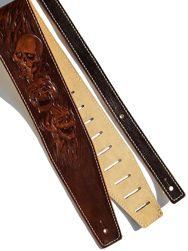 Madrid Leather Belt in 2023  Handmade leather belt, Leather guitar straps,  Guitar strap