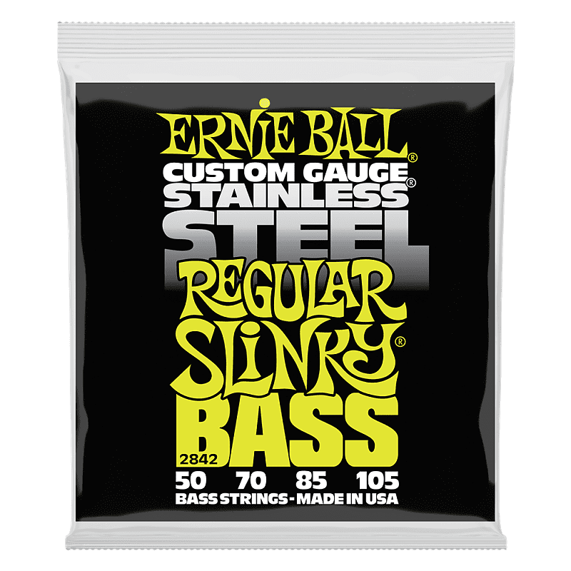 Ernie Ball 2842 Regular Slinky Stainless Steel Electric Bass Strings; 50-105 image 1