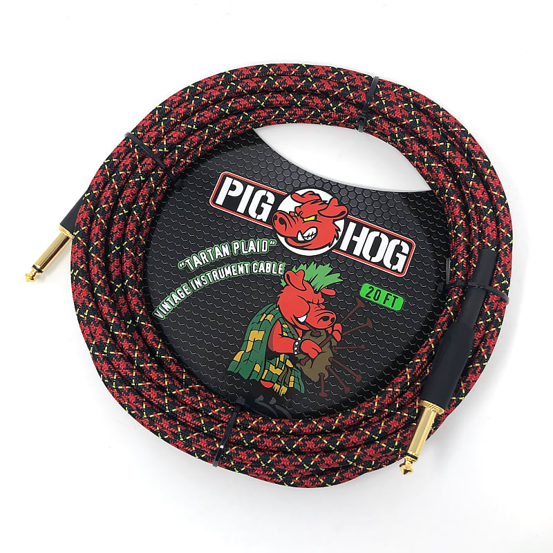 Pig Hog "Tartan Plaid" Vintage Woven Instrument Cable, 20 Ft - 1/4" Straight Plugs image 1
